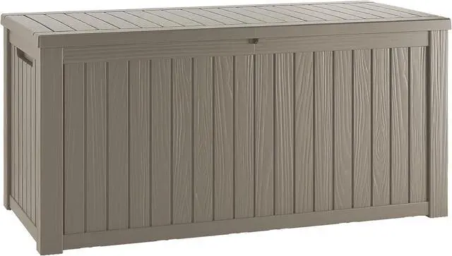 Main image of 200 Gallon Outdoor Storage Box Waterproof Lockable Resin Deck Box Large, Patio Storage Bin for Pool Accessories Cushion Furniture, Garden Tools, UV-Resistant Outside Delivery Grey