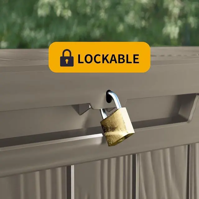 Alt view image 7 of 7 - 200 Gallon Outdoor Storage Box Waterproof Lockable Resin Deck Box Large, Patio Storage Bin for Pool Accessories Cushion Furniture, Garden Tools, UV-Resistant Outside Delivery Grey
