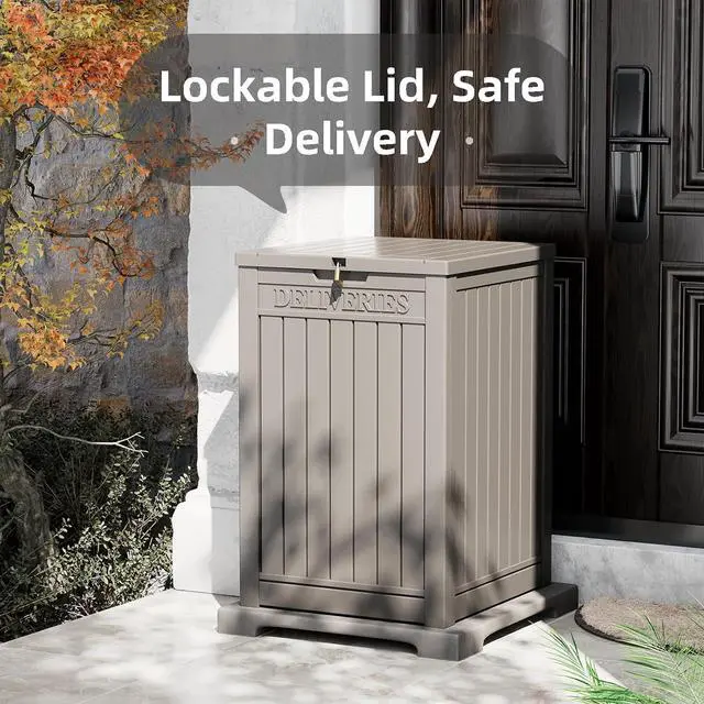 Alt view image 3 of 7 - Package Delivery Box for Outside, 48 Gallon Storage with Lockable Secure, Large Resin Outdoor Package Drop Container
