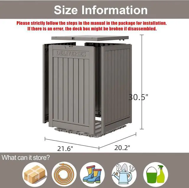 Alt view image 4 of 7 - Package Delivery Box for Outside, 48 Gallon Storage with Lockable Secure, Large Resin Outdoor Package Drop Container