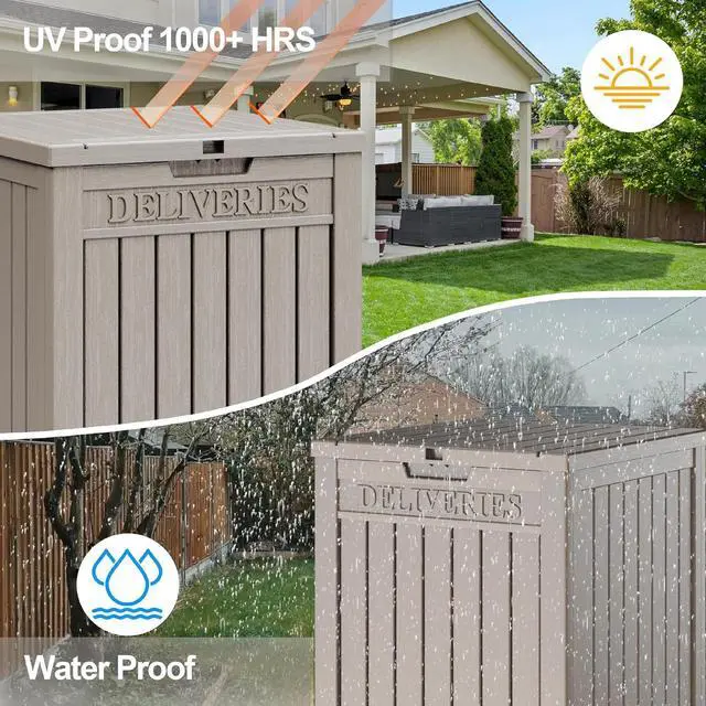 Alt view image 5 of 7 - Package Delivery Box for Outside, 48 Gallon Storage with Lockable Secure, Large Resin Outdoor Package Drop Container