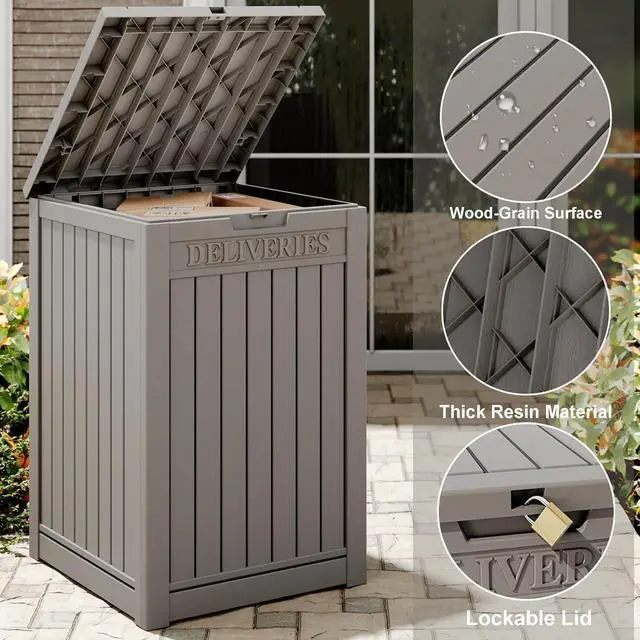 Alt view image 6 of 7 - Package Delivery Box for Outside, 48 Gallon Storage with Lockable Secure, Large Resin Outdoor Package Drop Container