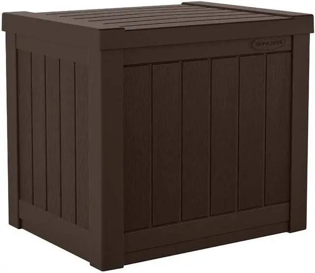 Main image of Suncast Small Outdoor Storage Box - 22 Gallon Java Resin Outdoor Deck Box, Flat-Lid Bench Seating, Patio Storage Bin Container for Organizing Tools, Cushions for Porch, Deck, Pool, & Garden