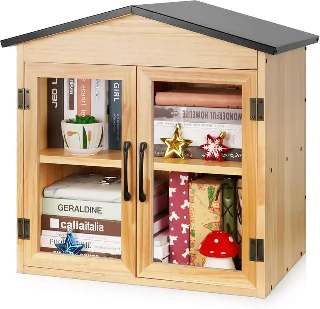 Main image of Outdoor Library Outdoor Book Box Storage Small Wooden Cabinet Little Literature Box for Neighborhoods Community and Schools Sharing Books, Flyers, Newspapers, Food and Art (D)