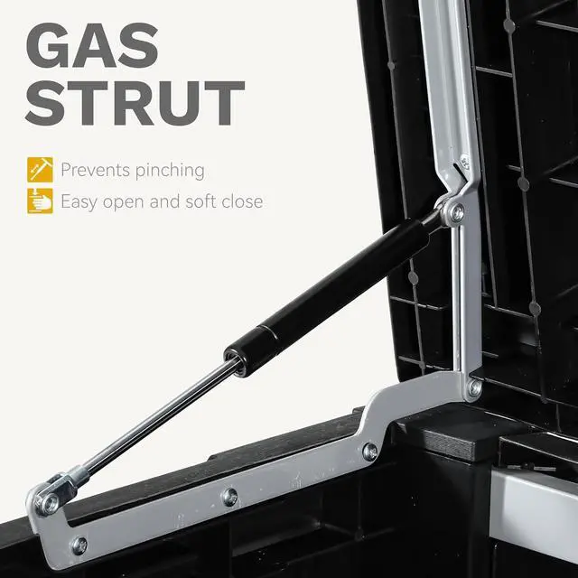 Alt view image 5 of 7 - DWVO 120 Gallon Large Deck Box, Outdoor Lockable Storage Bin for Gardening Tools, Patio Cushions, Waterproof and UV Resistant Resin (Black)