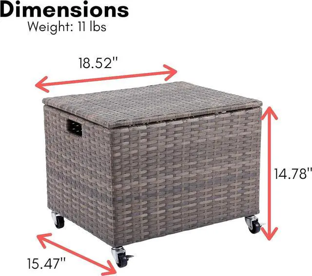 Alt view image 5 of 7 - BIRDROCK HOME Rolling File Box - Storage Cabinet with Wheels - Weatherproof Rattan-Style Resin Deck Chest for Garden, Home and Office - Organize Cushions, Toys, and Accessories - Storage Box - Tan