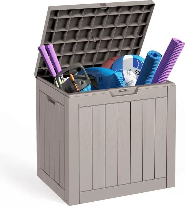 Main image of Sersper 30 Gallon Deck Box, Outdoor Lockable Storage Resin Box for Package-Sports Equipment-Garden Tools, Waterproof and UV Resistant Patio Storage Box, Grey