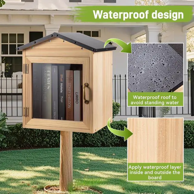 Alt view image 3 of 7 - Little Library Box Outdoor - Free Library Kit for Sharing Books, Literature, and Newspapers in Neighborhoods, Communities, and Schools - Thickened Design for Durability