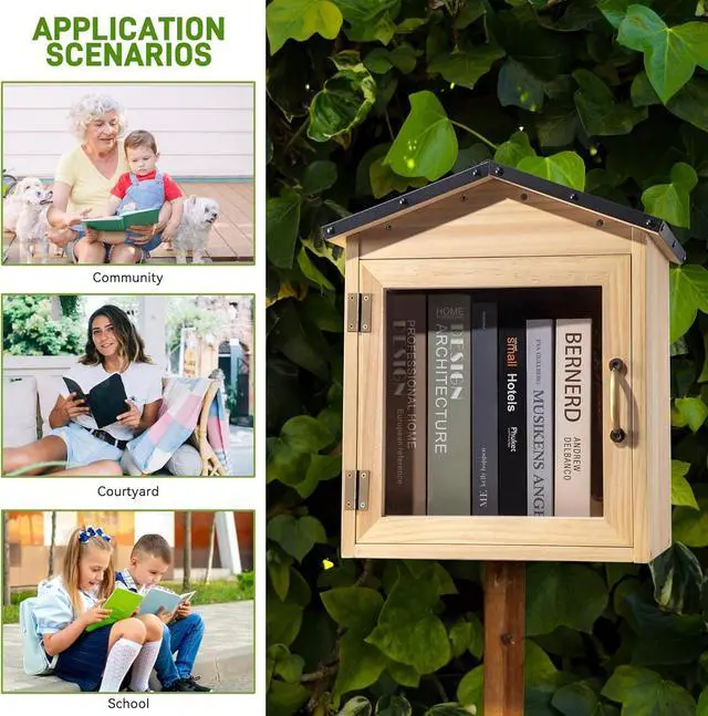 Alt view image 6 of 7 - Little Library Box Outdoor - Free Library Kit for Sharing Books, Literature, and Newspapers in Neighborhoods, Communities, and Schools - Thickened Design for Durability