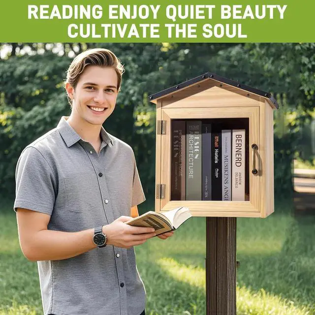 Alt view image 7 of 7 - Little Library Box Outdoor - Free Library Kit for Sharing Books, Literature, and Newspapers in Neighborhoods, Communities, and Schools - Thickened Design for Durability