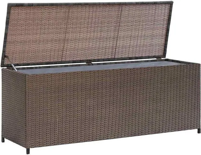 Main image of vidaXL Garden Storage Box Poly Rattan Brown Bench Storage Box