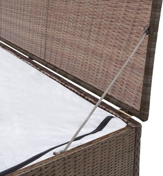 Alt view image 3 of 5 - vidaXL Garden Storage Box Poly Rattan Brown Bench Storage Box