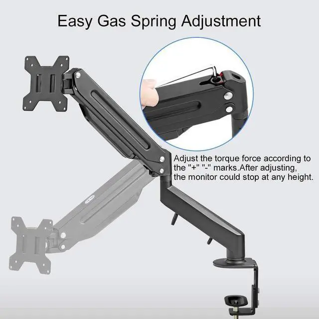 Alt view image 3 of 7 - Suptek Monitor Mount Gas Spring Monitor Arm Desk Mount Fully Adjustable Fits 17 20 22 23 24 26 32 inch Monitors Weight Capacity up to 22 lbs