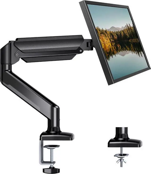 Main image of HUANUO Single Monitor Arm 13-34 Inch, Adjustable Gas Spring Arm, Monitor Desk Mount for 4.4-22lbs, VESA 75/100mm with C-Clamp/Grommet Base, Ergonomic Stand for Work/Gaming