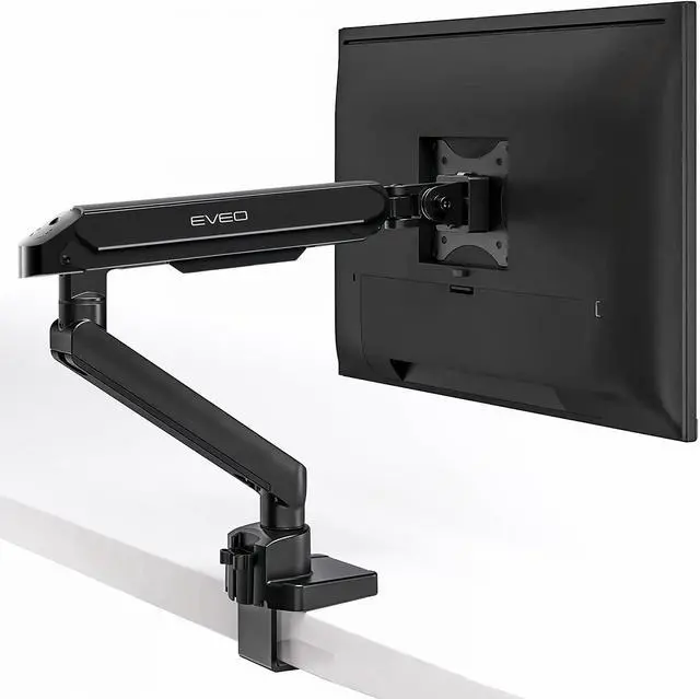 Main image of EVEO Premium Single Monitor Arm 14"34", Adjustable Gas Spring Monitor Mount, Single Arm Desk Mount for 34 Inch Computer Screens, VESA Compatible Stand with Clamp and Grommet Base  Black