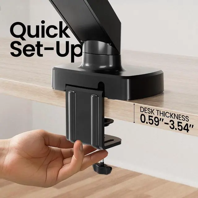 Alt view image 7 of 7 - EVEO Premium Single Monitor Arm 14"34", Adjustable Gas Spring Monitor Mount, Single Arm Desk Mount for 34 Inch Computer Screens, VESA Compatible Stand with Clamp and Grommet Base  Black