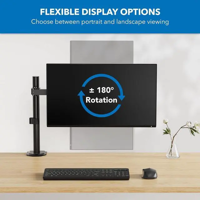 Alt view image 5 of 7 - Mount-It! Single Monitor Arm Mount | Desk Stand | Full Motion Height Adjustable Articulating Tilt | Fits 19 21 24 27 29 30 32 Inch VESA 75 100 Compatible Computer Screen | C-Clamp and Grommet Base