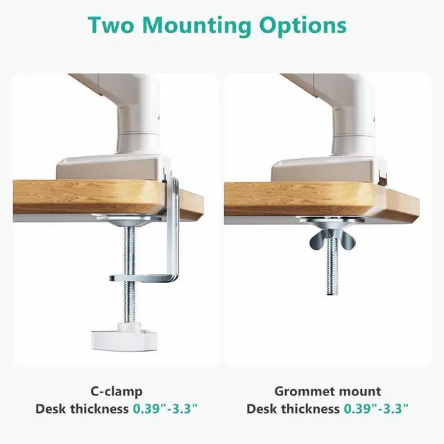 Alt view image 7 of 7 - WALI Single Monitor Arm Mount Stand, Adjustable Gas Spring Arm Monitor Mount for Display up to 32 Inch,19.8lbs Capacity (GSMP001W), White
