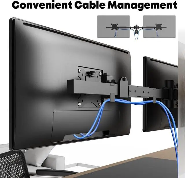 Alt view image 7 of 7 - Dual Monitor Wall Mount for 24-38-inch - Ultrawide Dual Wall Mount Monitor Arm, Flush Wall Setup, Max Load 22lbs per Monitor, VESA 75x75/100x100mm, Black