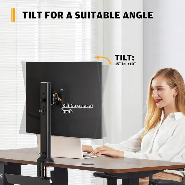 Alt view image 4 of 7 - HEMUDU Single Desk Monitor Arm Mount Stand Fit for 13 inch to 32 inch Flat Curved Computer Screen with Swivel, Height Adjustable, Rotation,Holds up to 77lbs, Black