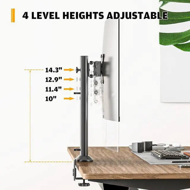 Alt view image 6 of 7 - HEMUDU Single Desk Monitor Arm Mount Stand Fit for 13 inch to 32 inch Flat Curved Computer Screen with Swivel, Height Adjustable, Rotation,Holds up to 77lbs, Black