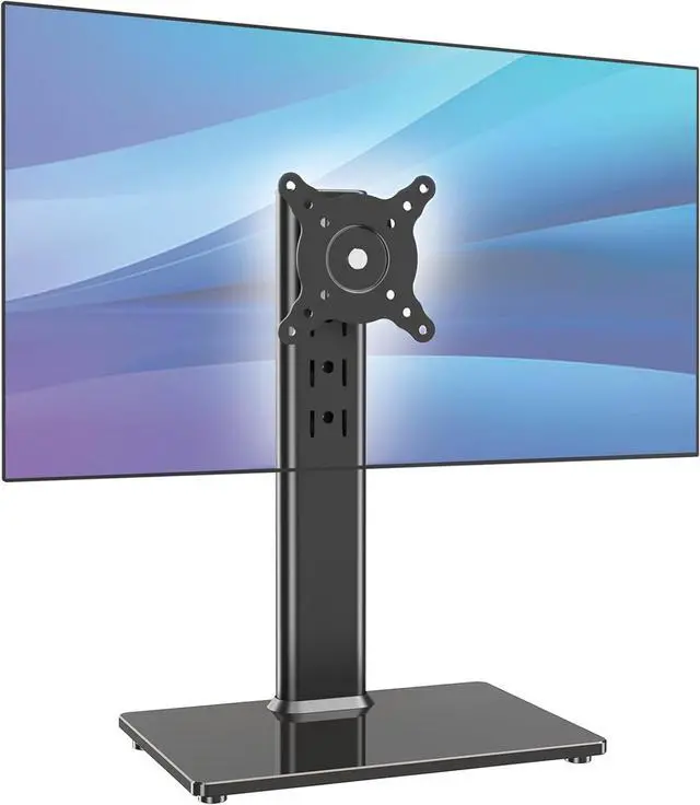 Main image of Single Monitor Desk Stand Free-Standing Desk Mount Arm Riser for 13 inch to 32 inch Screen Freestanding VESA Mount Base, Adjustable Height, Tilt, Swivel, Rotation, Black AX05TB01