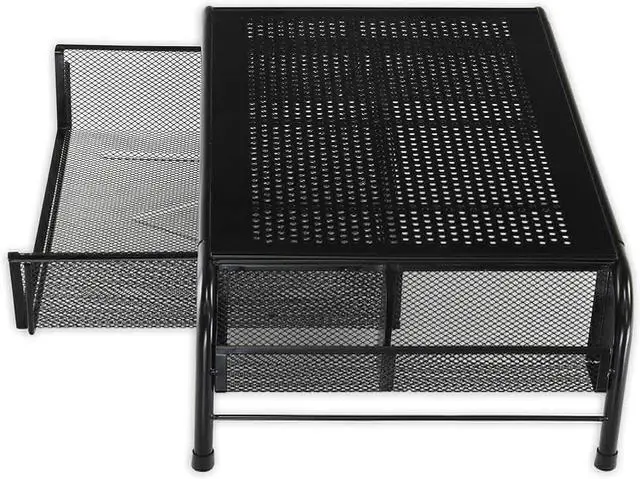 Alt view image 3 of 5 - Simple Houseware Metal Desk Monitor Stand Riser with Organizer Drawer, Black