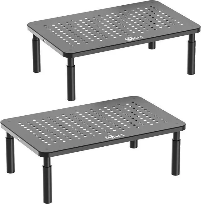 Main image of WALI Dual Monitor Stand for Desk, Desk Monitor Riser 3 Height Adjustable, Laptop Riser with Airflow Vents, Desk Organizer for Computer, Laptop, Printer, Notebook (STT003-2), 2 Pack, Black
