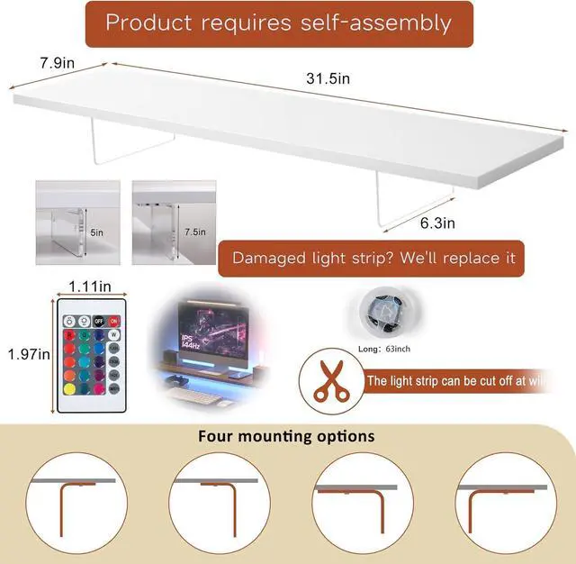 Alt view image 2 of 7 - Monitor Stand Riser,Wood & Acrylic Computer Monitor Stand with LED Light,Desk Accessories Desktop Organizer Stand for Computer,Laptop,Printer,PC & TV Screen Riser