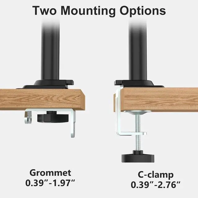 Alt view image 6 of 7 - WALI Dual Monitor Mount, 13-32 Inch Adjustable Spring Dual Monitor Arm for Desk Holds Max 19.8 lbs Screens, Swivel Vesa Bracket with C Clamp, Grommet Mounting, Monitor Arms for 2 Monitors (GSDM002)