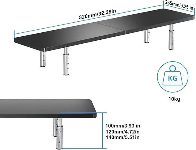 Alt view image 2 of 4 - suptek Dual Monitor Stand Riser,Large Monitor Laptop Stand Riser 3 Adjustable Heights Computer Stand for Laptop, Printer, Notebook(MST016L)