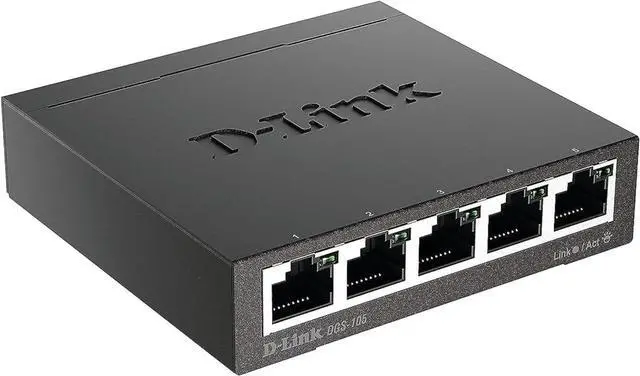 Alt view image 2 of 7 - D-Link Ethernet Switch, 5 Port Gigabit Unmanaged Metal Desktop Plug and Play Compact (DGS-105),Black