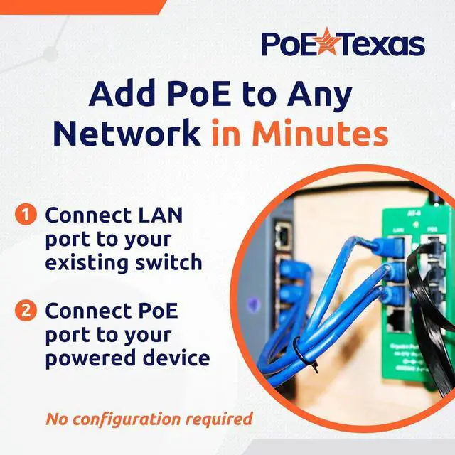 Alt view image 4 of 7 - PoE Texas 4 Port PoE Active Mode A Injector with 48V 60W Power Supply - Add PoE+ to Any Switch or Router - 802.3at/af Compliant PoE Midspan for WiFi Access Points, IP Cameras, VoIP Phones