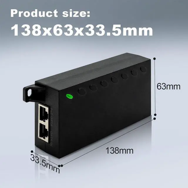 Alt view image 6 of 7 - 60W Gigabit PoE++ Injector - 10/100/1000Mbps, RJ-45 Shielded, IEEE 802.3af/at/bt Compliant, PoE Switch Powerline Network Adapter for High Power Ethernet Devices, Up to 100m, by ThePoEstore