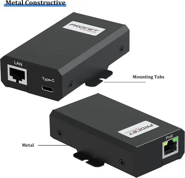 Alt view image 4 of 6 - PROCET Gigabit PoE USB C Splitter up to 25W, RJ45 to Type C Power with Ethernet Connectivity Adapter for Eero 6/7, Wireless AP, Tablet, iPad, Raspberry Pi4/5, Weather Sensor, Webcam