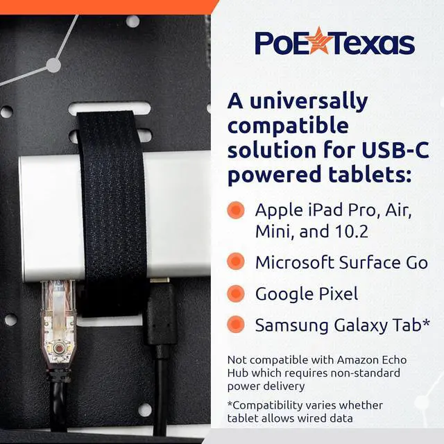Alt view image 4 of 6 - PoE+ to USBC Power Delivery Compatible with Tablet Computers Like iPad Pro Gen 3, Microsoft Surface Go, Google Pixel, and More (USB-C Power Compatible w/iPad Pro) (Gigabit Power + Data 2)