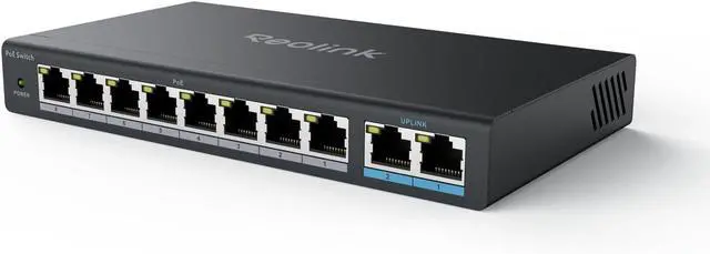 Main image of PoE Switch with 8 PoE and 2 Gigabit Uplink Ports, Ideal for  RLN36 NVR and Power Over Ethernet IP Cameras, IEEE802.3af/at, Metal Casing, Desktop/Wall Mount, RLA-PS1