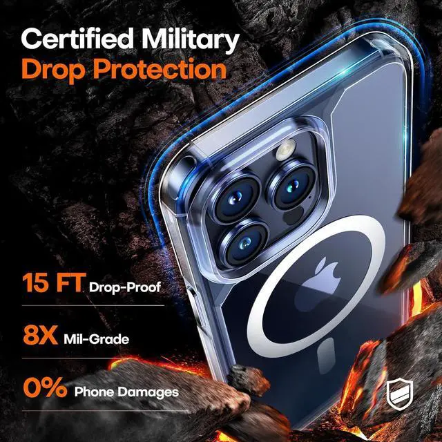 Alt view image 4 of 7 - TAURI for iPhone 15 Pro Max Case, Compatible with MagSafe, [3 in 1] 1X Clear Case [Not-Yellowing] with 2X Screen Protectors, Military-Grade Protection, Magnetic Case for iPhone 15 Pro Max, Clear