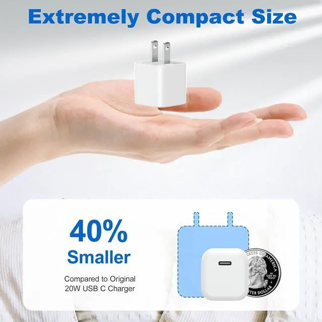 Alt view image 2 of 7 - USB C Charger Block, Agtray 2-Pack Mini USBC PD Fast Charging Cube C Box Charger Type C Charging Block Travel Wall Plug Power Adapter for iPhone 16e 16 15 14 13 12, iPad Pro Air Mini, AirPods, iwatch
