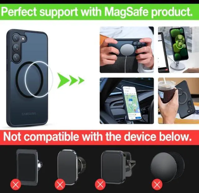 Alt view image 4 of 7 - TORRAS Magnetic Guardian Only for Samsung Galaxy S23 Case 6.1", [Military Grade Drop Tested] [Compatible with MagSafe] Semi-Clear Hard Back & Soft Edge Slim PC & TPU S23 Case 6.1 Inch, Black
