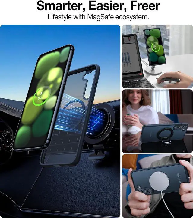 Alt view image 3 of 7 - TORRAS Magnetic Guardian Only for Samsung Galaxy S23 Case 6.1", [Military Grade Drop Tested] [Compatible with MagSafe] Semi-Clear Hard Back & Soft Edge Slim PC & TPU S23 Case 6.1 Inch, Black