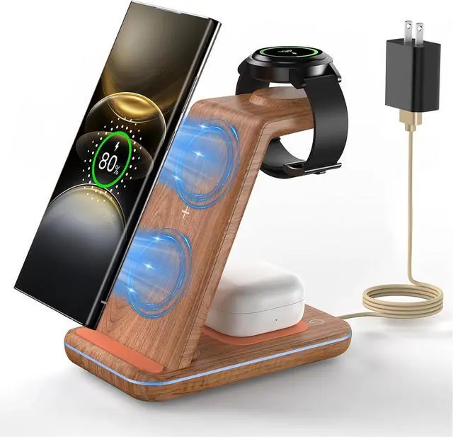 Main image of Wireless Charger Station for Samsung Product: JoyGeek 3-in-1 Phone Charging Stand for Galaxy Watch7 Pro/4/3/Active2/1 - S24/S23 Ultra/S22/S21/S20/Note 20/ Z Fold&Flip - Buds 3 Pro