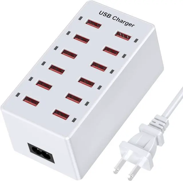 Main image of USB Charger 12-Ports Charging Station for Multiple Devices USB Wall Charger Power Hub Strip Smart Plug Charging Dock Block for iPhone Xs/XR,iPad,iPod,Galaxy S9/S8,Smart Phones 60W