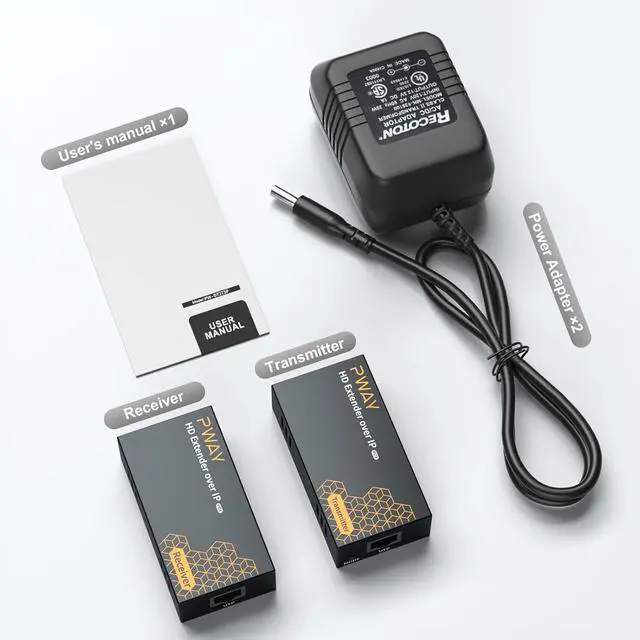 Alt view image 7 of 7 - PWAY 400ft HDMI Extender Over Ethernet Cat5e/6, HDMI Over POE IP Kit, One to Many via 100M/1000M Switch, No Delay 1080p Video Extender for TV, PW-DT273P