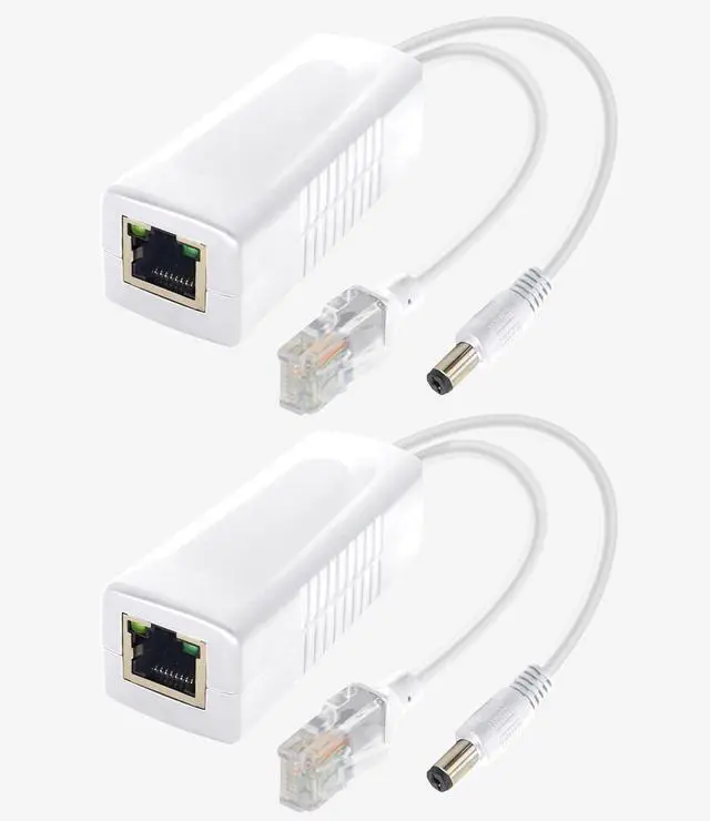 Main image of Gigabit PoE Splitter 12V DC 5.5x2.1mm, 48V to DC 12V/2A Output, 1000Mbps, IEEE802.3af/at, PoE Adapter Active for IP Camera, AP and Other DC Power Supply Devices, 2 Pack (12V 2A DC Plug 5.5x2.1mm DC)