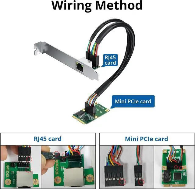 Alt view image 6 of 6 - 10Gtek Mini PCIe 1G Ethernet Network Card (Intel I210AT), with LED Light, 30-cm Cable Length, Single Port RJ45, Mini Pice Interface, not for M.2