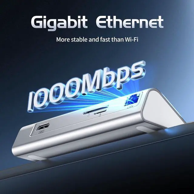 Alt view image 5 of 7 - USB C Hub Ethernet, 10-in-1 USB Docking Station 10Gbps with 4K@60Hz HDMI, USB C and 2 USB A 3.2 Data, LAN, 2 USB A 2.0, PD 100W, SD/TF Ports, Powered USB Hub for Laptop, PC, iPhone 16/15, Mac