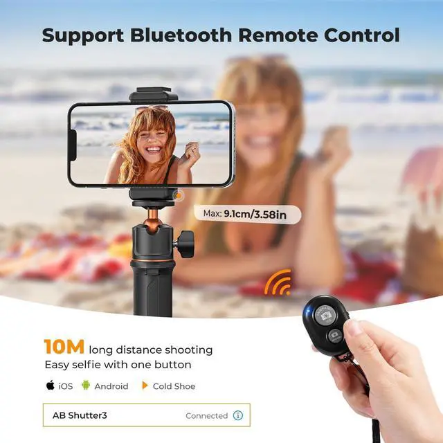 Alt view image 3 of 7 - K&F Concept Selfie Stick Tripod, 60cm/24 Extendable Ball Head Vlog Selfie Stick Handle for GoPro Hero 13/12/11/10/9/8/7/Max DJI Osmo 360 Pocket 3 Action 5 Pro.