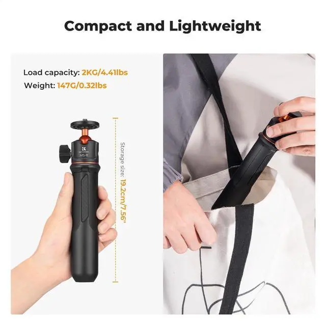 Alt view image 7 of 7 - K&F Concept Selfie Stick Tripod, 60cm/24 Extendable Ball Head Vlog Selfie Stick Handle for GoPro Hero 13/12/11/10/9/8/7/Max DJI Osmo 360 Pocket 3 Action 5 Pro.