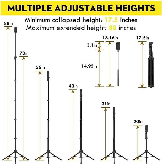 Alt view image 2 of 6 - Aureday 88 Flexible Phone Tripod with 14.95 Gooseneck, Remote and Phone Holder, Overhead Cell Phone StandSelfie Stick for Video Recording, Compatible with iPhone Android Phone, Camera